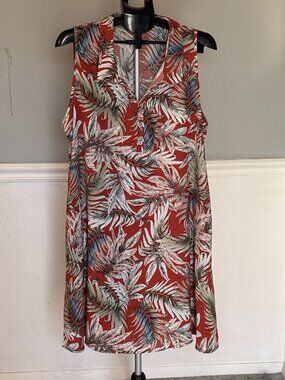Simply Noelle Dress Size XXL 16-18 Collared Pockets Sleeveless Tropical Beach